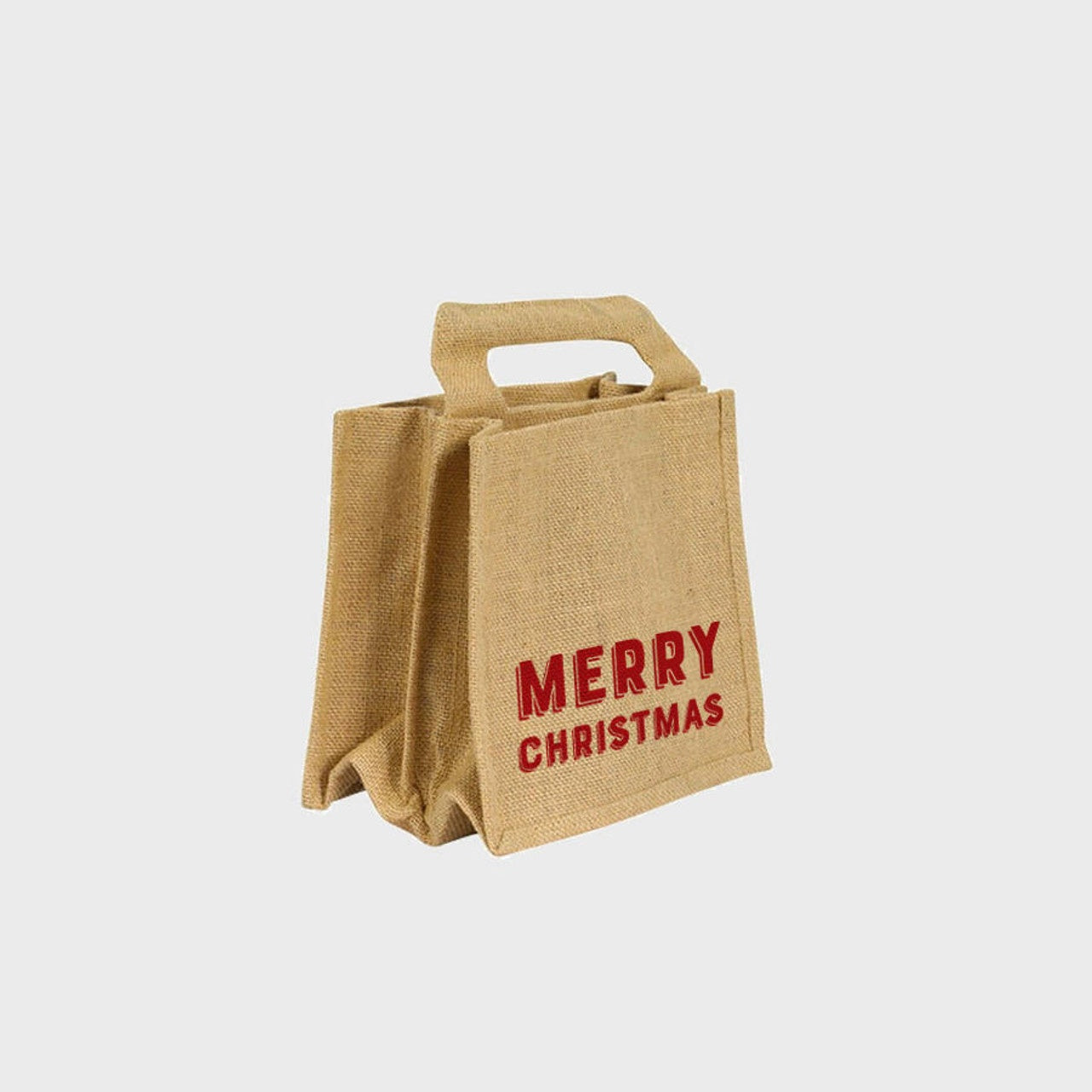 Jute 'Merry Christmas' 6 bottle Beer Carrier